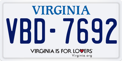 VA license plate VBD7692