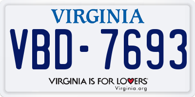 VA license plate VBD7693