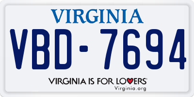 VA license plate VBD7694