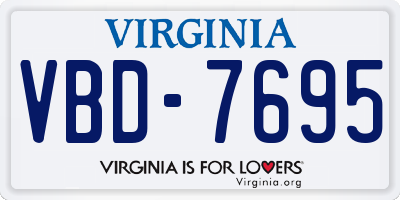 VA license plate VBD7695