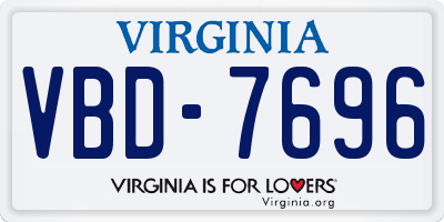 VA license plate VBD7696