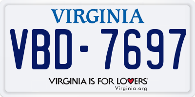 VA license plate VBD7697