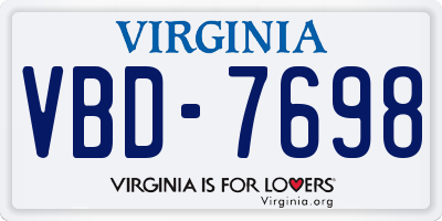 VA license plate VBD7698