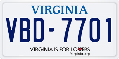 VA license plate VBD7701