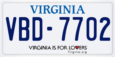VA license plate VBD7702