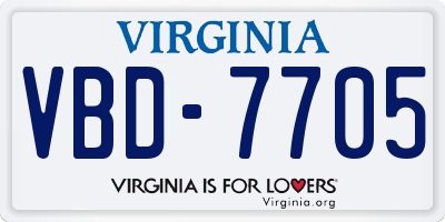 VA license plate VBD7705