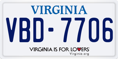 VA license plate VBD7706