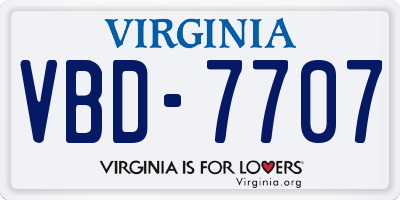 VA license plate VBD7707