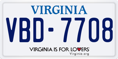 VA license plate VBD7708