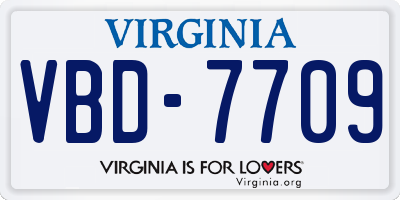 VA license plate VBD7709