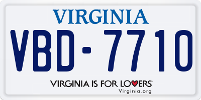 VA license plate VBD7710