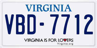 VA license plate VBD7712