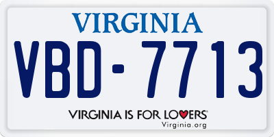 VA license plate VBD7713