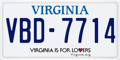 VA license plate VBD7714