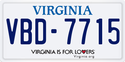 VA license plate VBD7715