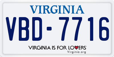 VA license plate VBD7716