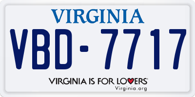 VA license plate VBD7717