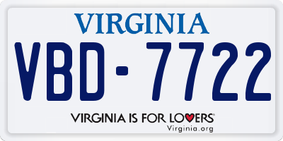 VA license plate VBD7722