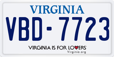 VA license plate VBD7723
