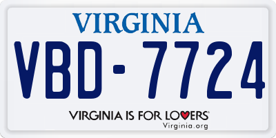 VA license plate VBD7724