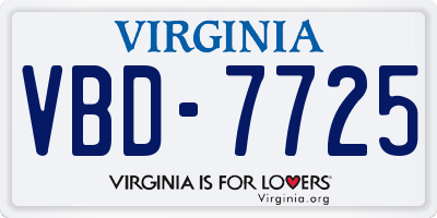 VA license plate VBD7725