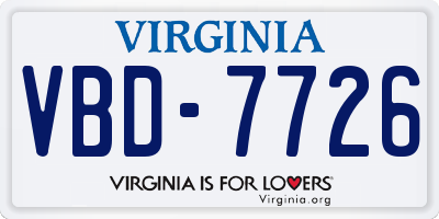 VA license plate VBD7726