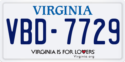 VA license plate VBD7729