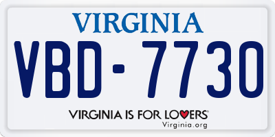 VA license plate VBD7730