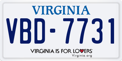 VA license plate VBD7731