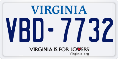 VA license plate VBD7732