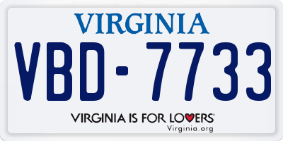 VA license plate VBD7733