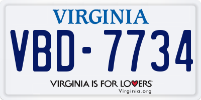 VA license plate VBD7734