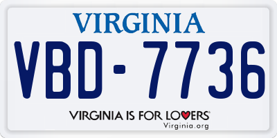 VA license plate VBD7736