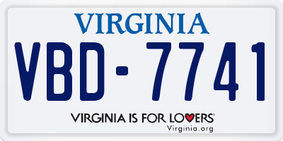 VA license plate VBD7741