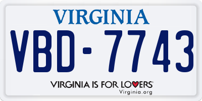 VA license plate VBD7743