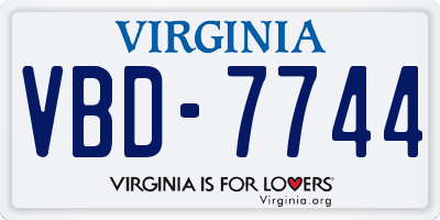 VA license plate VBD7744