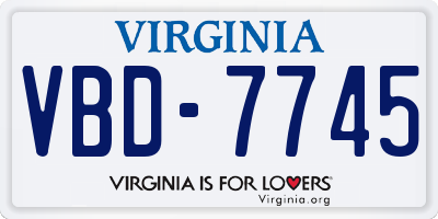 VA license plate VBD7745