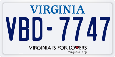 VA license plate VBD7747