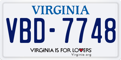 VA license plate VBD7748