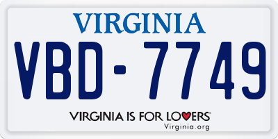 VA license plate VBD7749