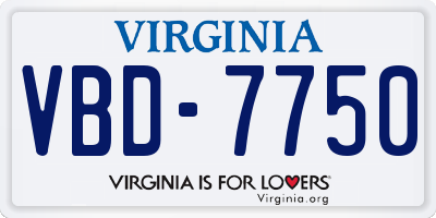 VA license plate VBD7750
