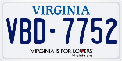 VA license plate VBD7752