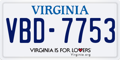 VA license plate VBD7753