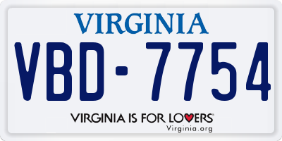 VA license plate VBD7754