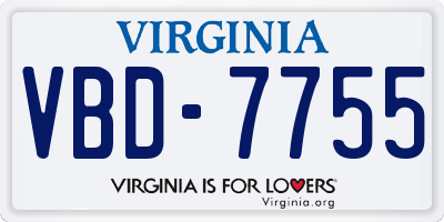 VA license plate VBD7755