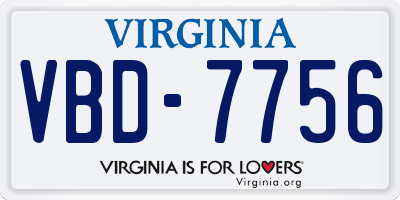 VA license plate VBD7756