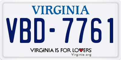 VA license plate VBD7761