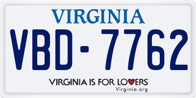 VA license plate VBD7762