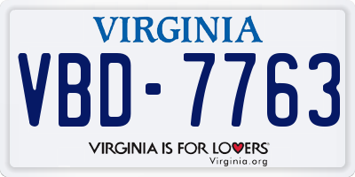 VA license plate VBD7763