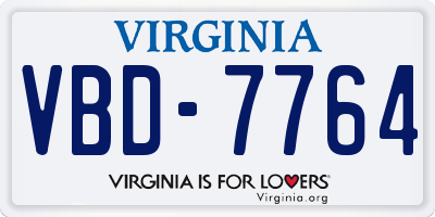 VA license plate VBD7764